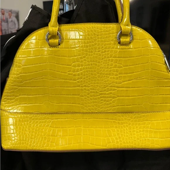 Anne Klein Yellow Croc-Embossed Satchel - Picture 2 of 7